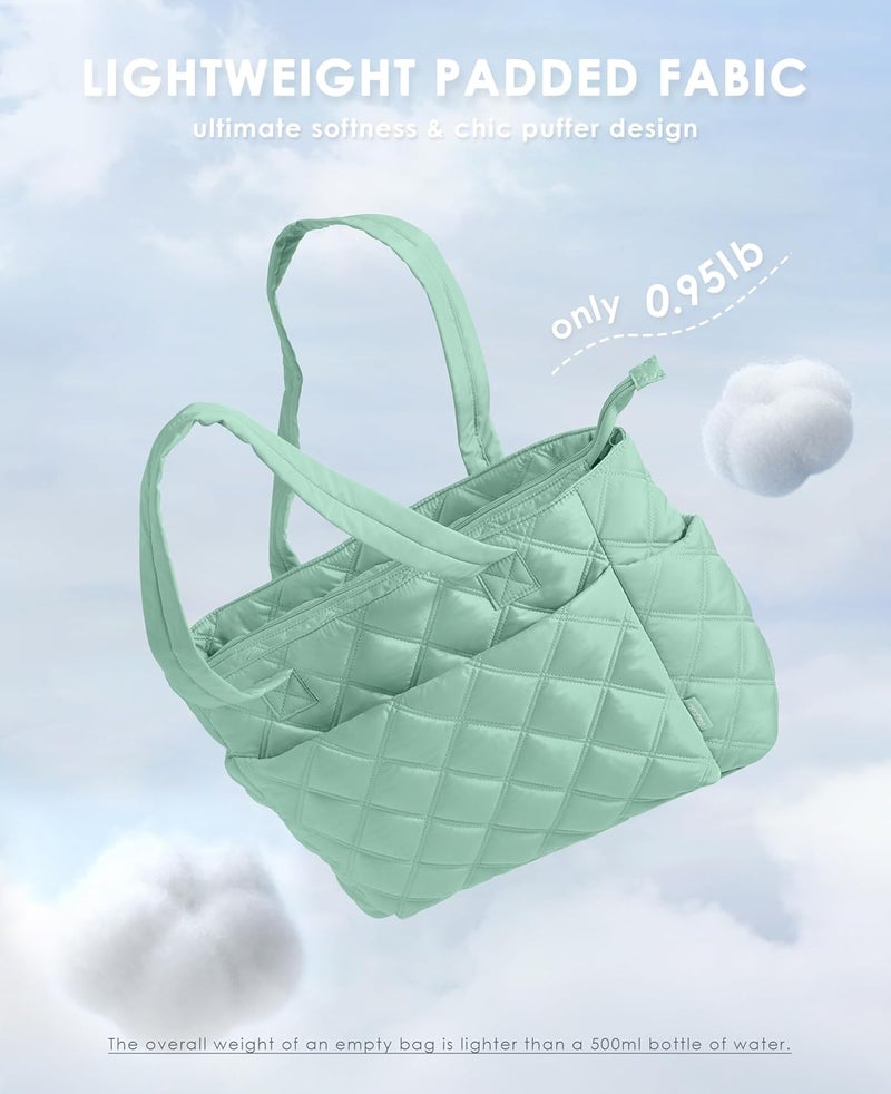 Uselike Tote Bag for Women, Lightweight Puffer Tote Work Bags with Compartments for Travel, Quilted Shoulder Bag with Zipper - Image 5